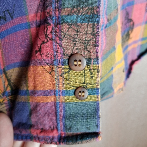 Cambridge Classics EUC L America plaid short-sleeved button-down map shi… - Picture 11 of 11